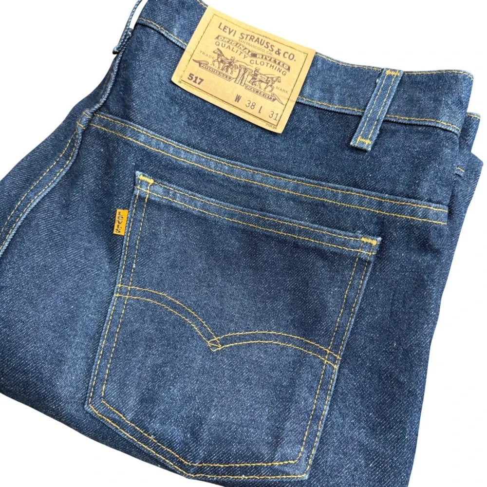 Vintage Levis 517 Orange Tab Jeans Mens 38x31* Dark Wash Bootcut Made in USA